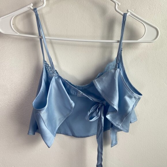 NWOT Skims Glacier Blue Bridal Silk Super Cropped Cami - Picture 7 of 11